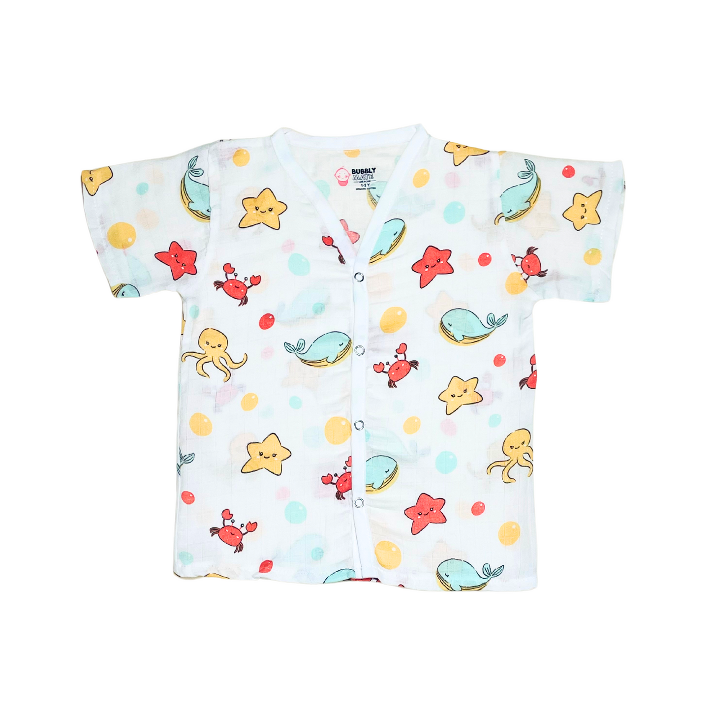 Marine Marvels - Muslin Jabla Half Sleeve & Shorts - (Pack of 1)