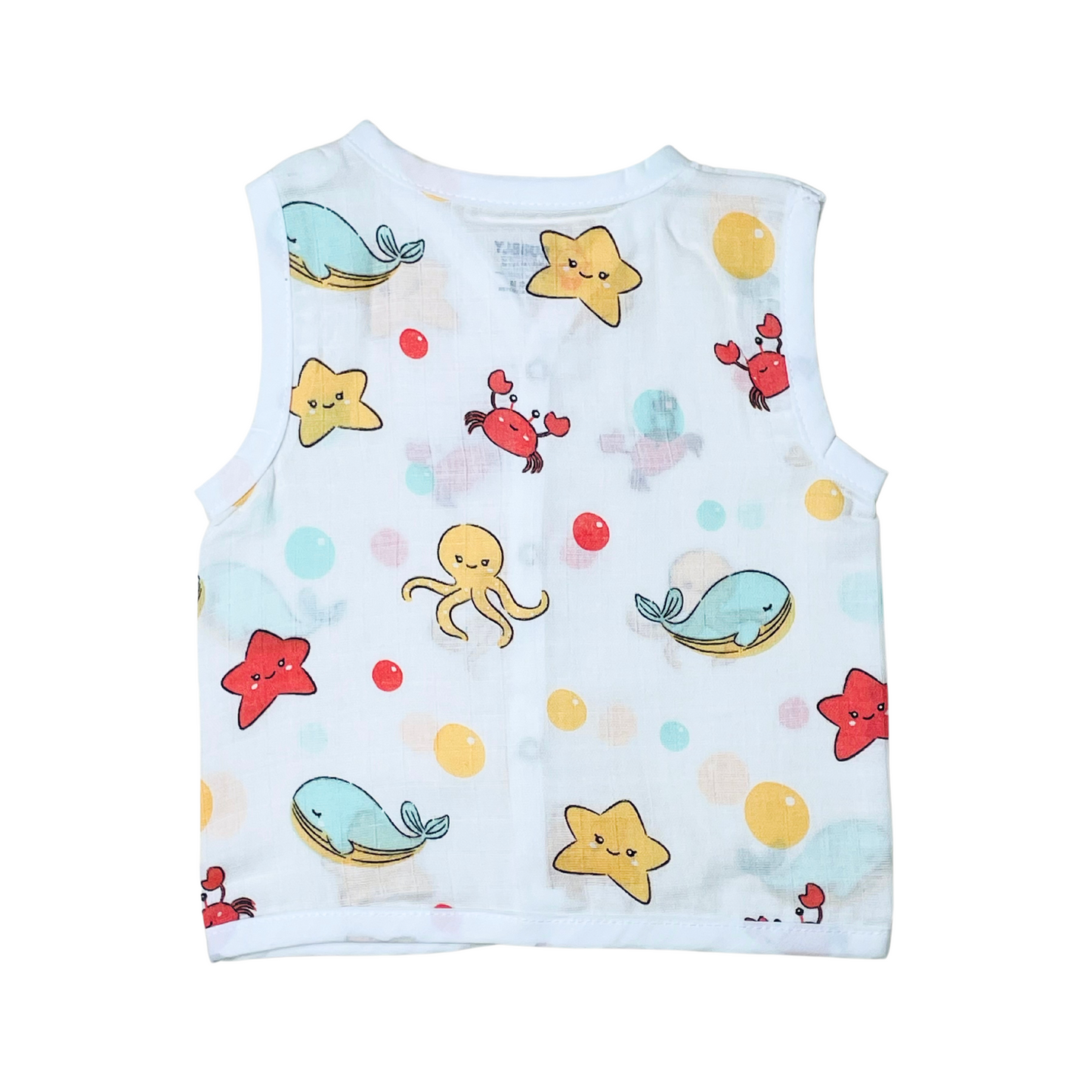 Marine Marvels - Muslin Jabla Sleeveless & Shorts - (Pack of 1)