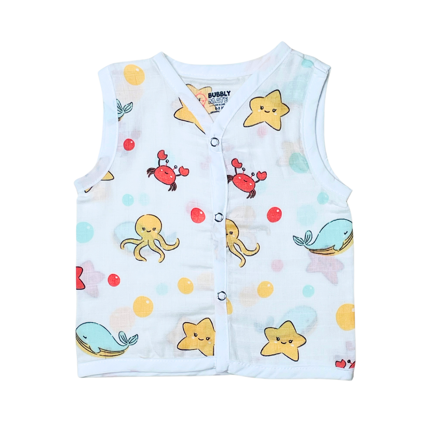 Marine Marvels - Muslin Jabla Sleeveless & Shorts - (Pack of 1)