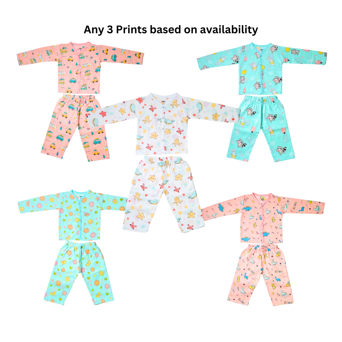 Muslin Night Suit - (Pack of 3)