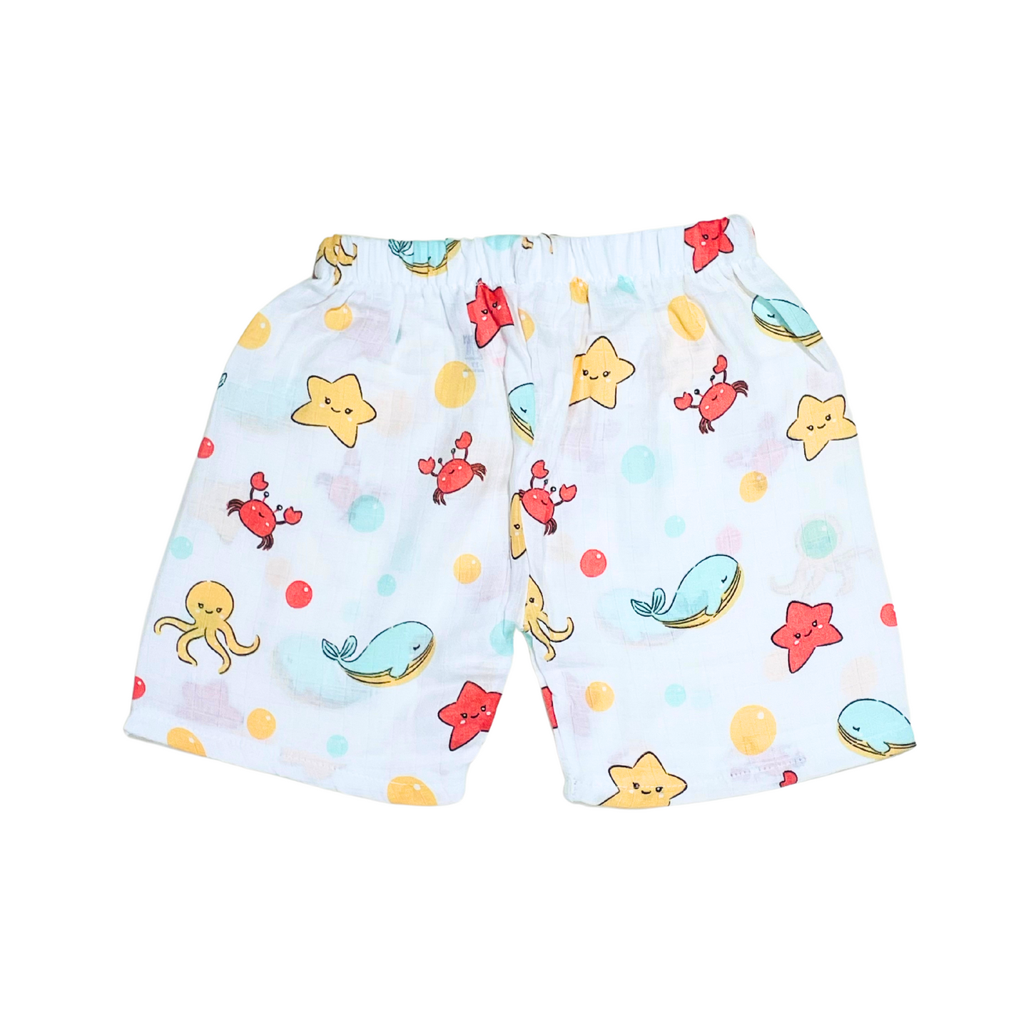 Marine Marvels - Muslin Jabla Half Sleeve & Shorts - (Pack of 1)