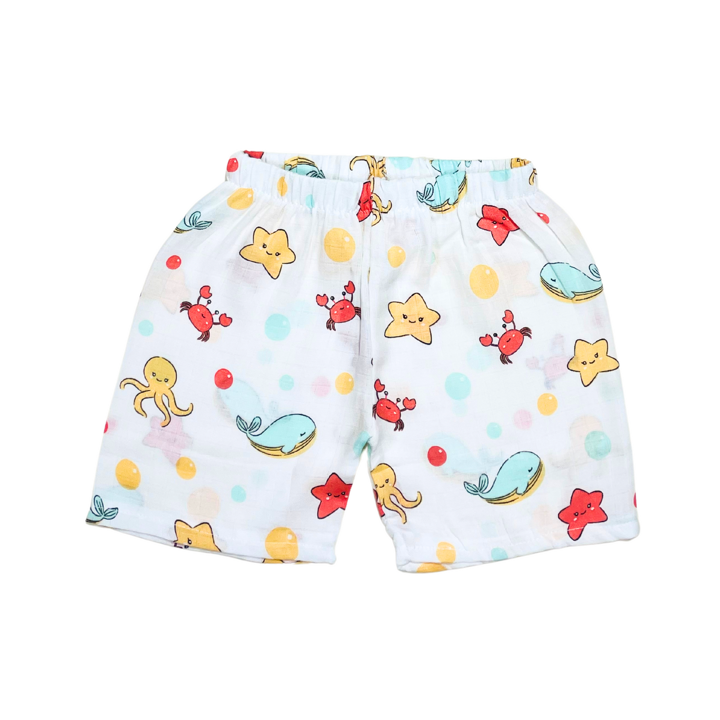 Marine Marvels - Muslin Jabla Half Sleeve & Shorts - (Pack of 1)