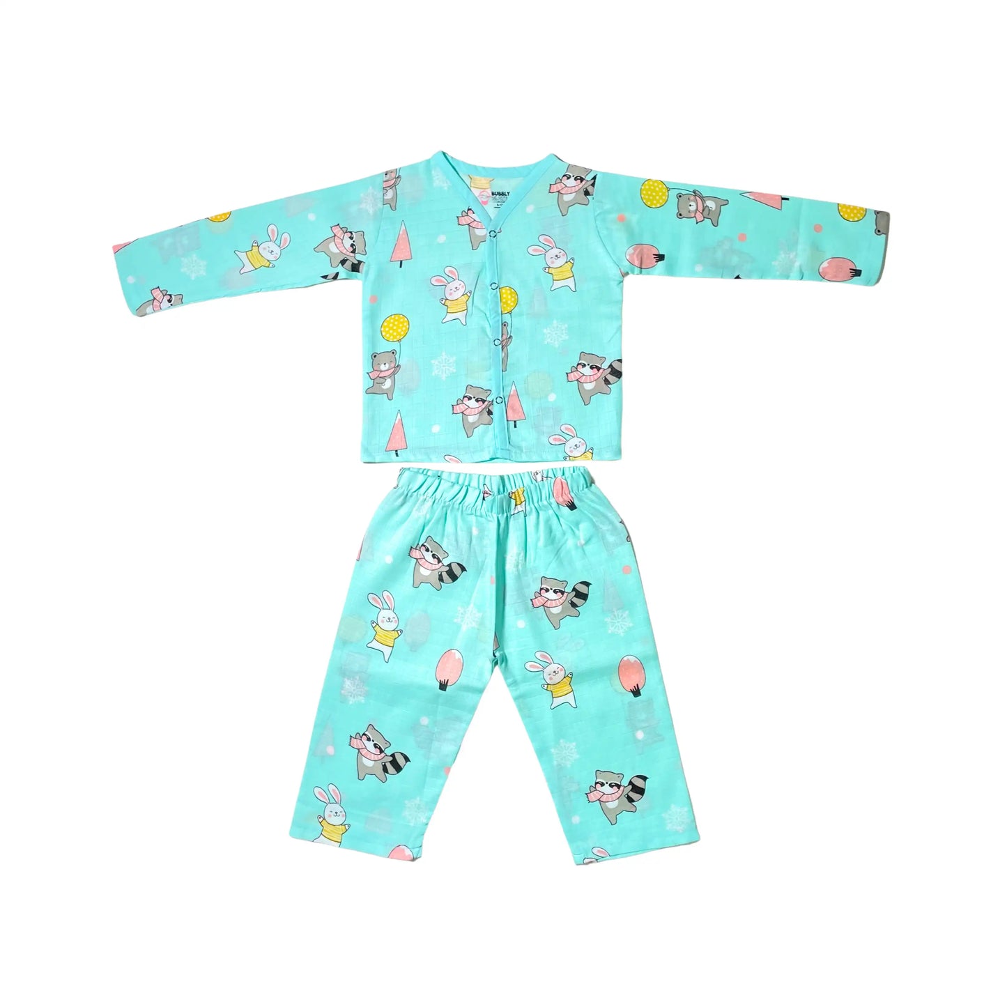 Muslin Night Suit - (Pack of 2) - Petals and Wings & Animal party Combo