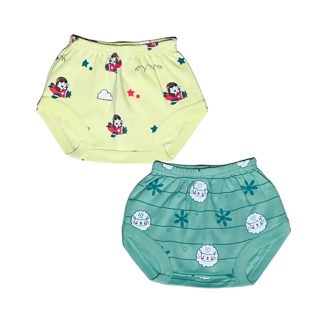 Kids Briefs - Sheepy Green & Flying Pilot Prints (Pack of 2)