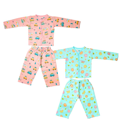 Muslin Night Suit - (Pack of 2) - Summer Ride & Petals and Wings Combo