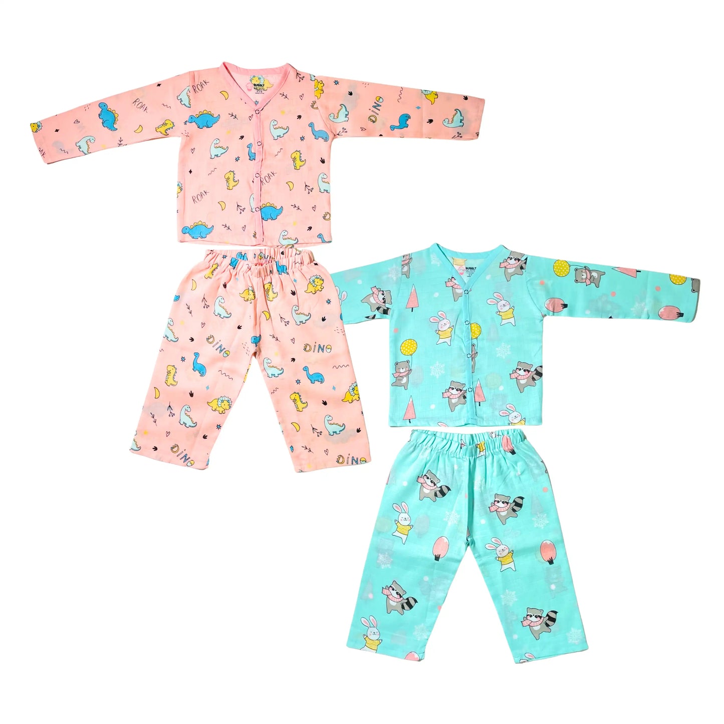 Muslin Night Suit - (Pack of 2) - Roar with Dino & Animal party Combo