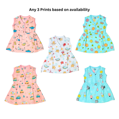 Muslin Button Frock - (Pack of 3)