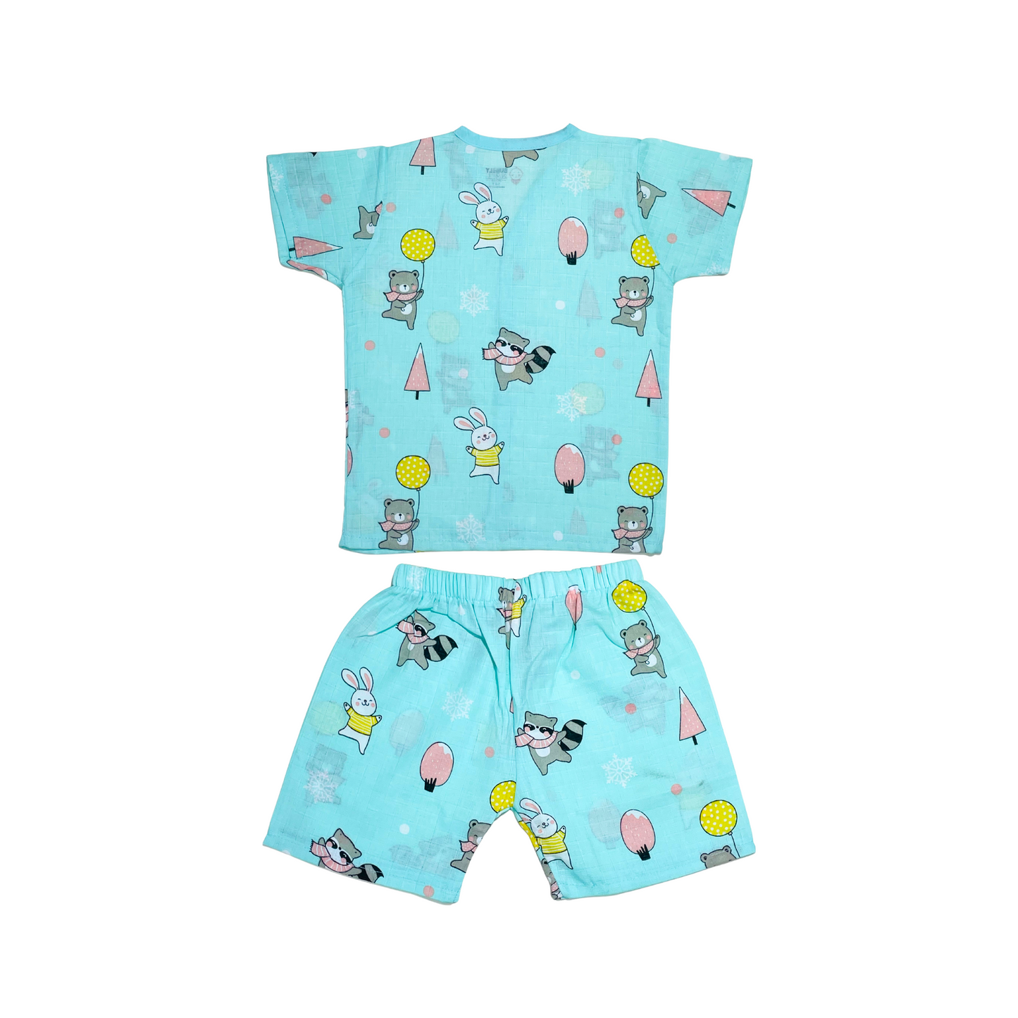 Muslin Jabla Half Sleeve & Shorts - (Pack of 2) - Marine Marvel & Animal party Combo