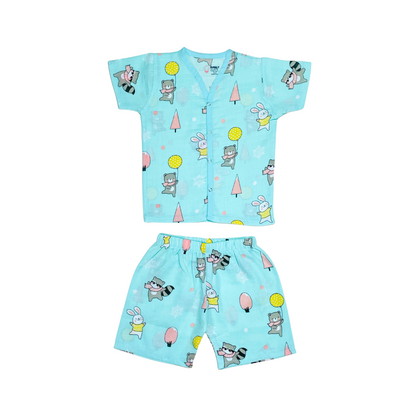 Muslin Jabla Half Sleeve & Shorts - (Pack of 2) - Summer Ride & Animal party Combo