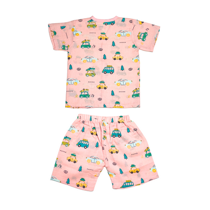 Muslin Jabla Half Sleeve & Shorts - (Pack of 2) - Roar with Dino & Summer Ride Combo