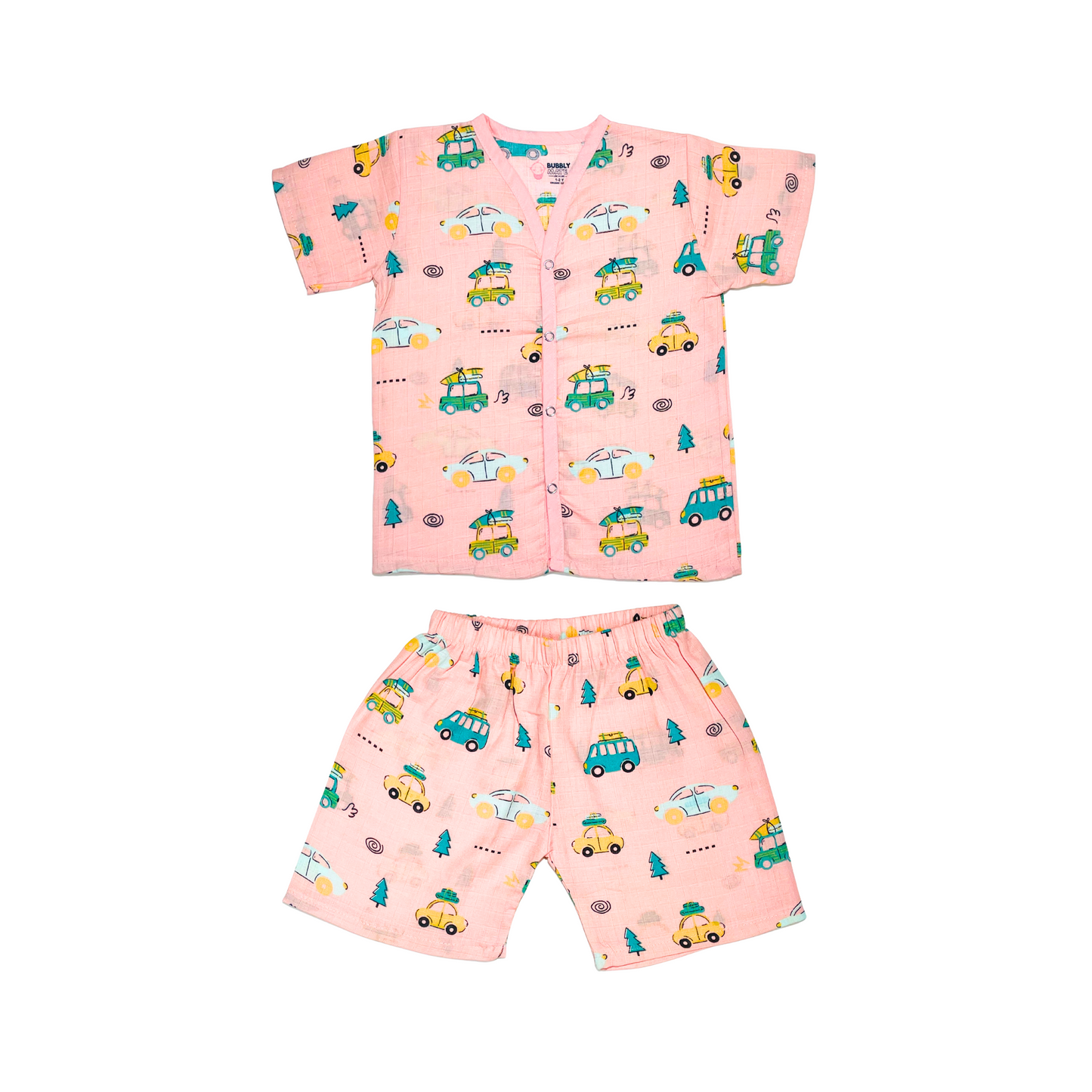 Muslin Jabla Half Sleeve & Shorts - (Pack of 2) - Summer Ride & Animal party Combo