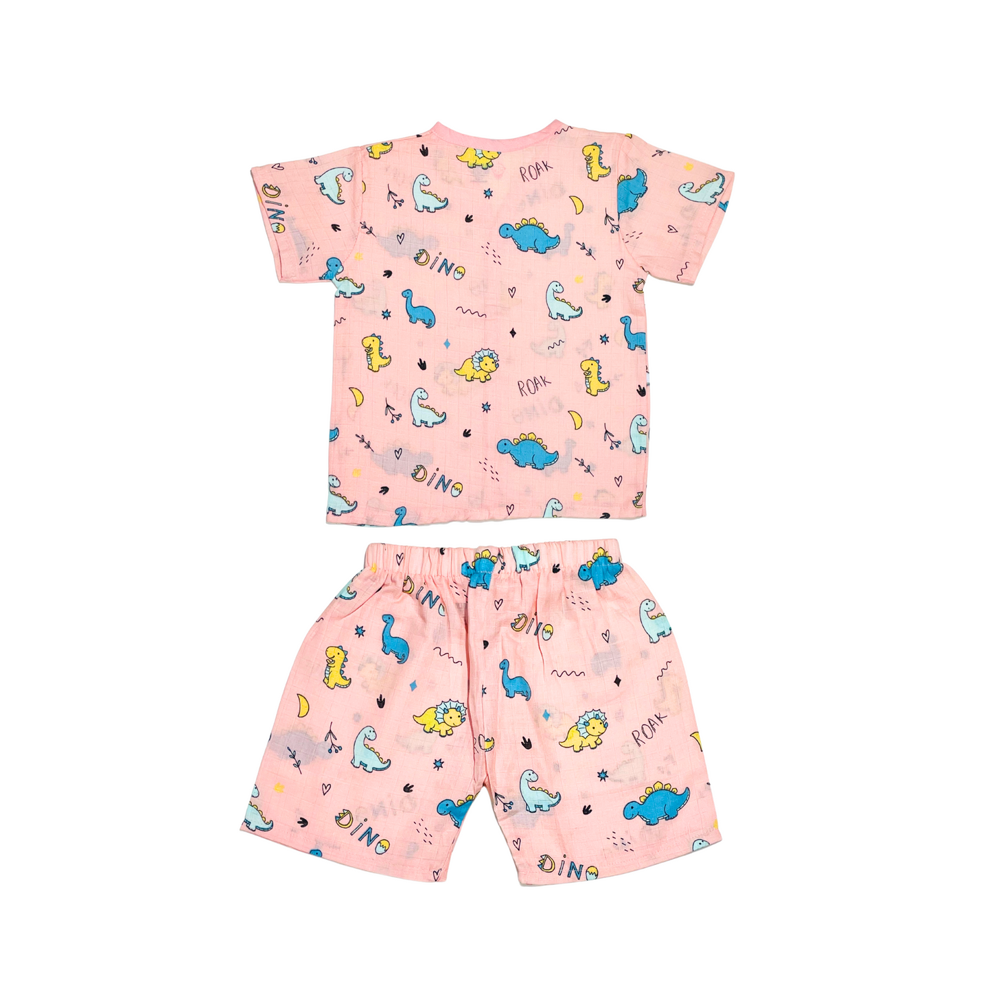 Muslin Jabla Half Sleeve & Shorts - (Pack of 2) - Roar with Dino & Petals and Wings Combo