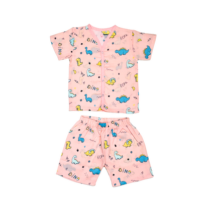 Muslin Jabla Half Sleeve & Shorts - (Pack of 2) - Roar with Dino & Petals and Wings Combo