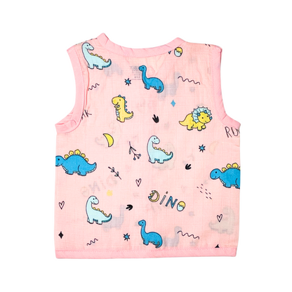 Roar with Dino - Muslin Jabla Sleeveless & Shorts - (Pack of 1)