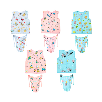 Muslin Button Jabla & Nappy - (Pack of 10) Combo