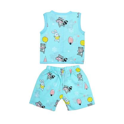 Animal party - Muslin Jabla Sleeveless &  Shorts - (Pack of 1)