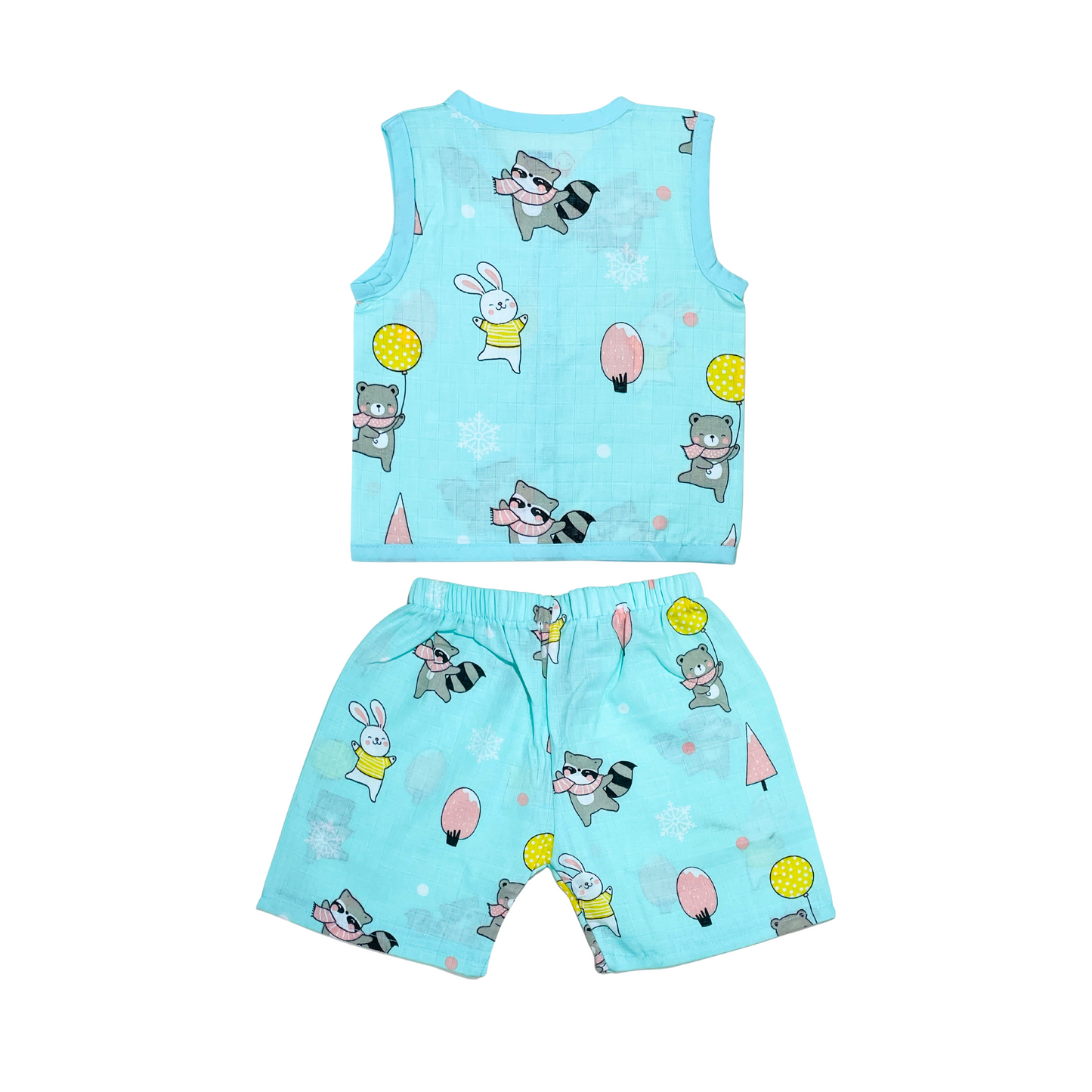 Muslin Jabla Sleeveless & Shorts - (Pack of 2) - Summer Ride & Animal party Combo