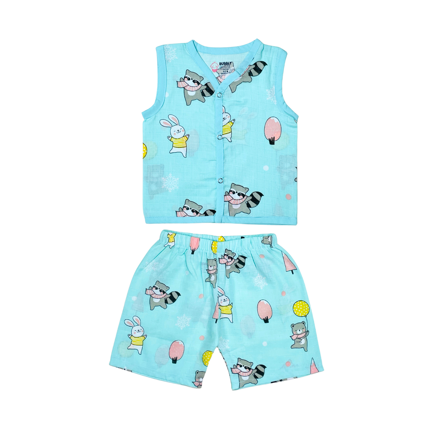 Animal party - Muslin Jabla Sleeveless &  Shorts - (Pack of 1)