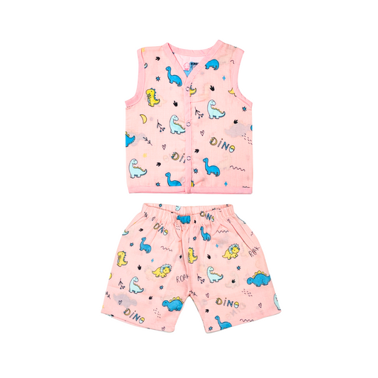 Roar with Dino - Muslin Jabla Sleeveless & Shorts - (Pack of 1)