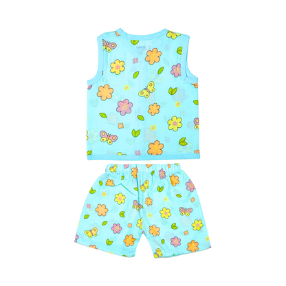 Muslin Jabla Sleeveless & Shorts - (Pack of 2) - Summer Ride & Petals and Wings Combo