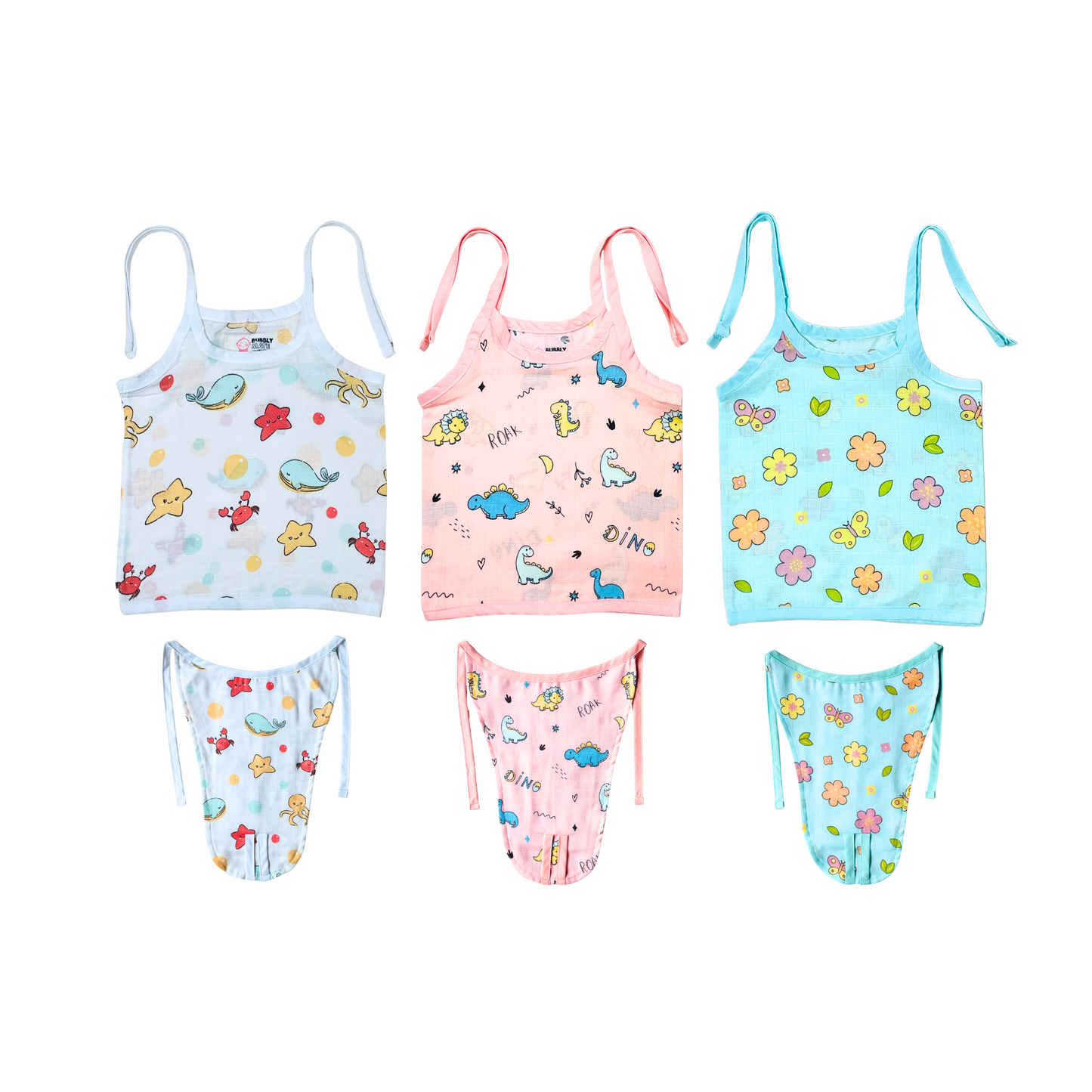 Muslin Knot Jabla & Nappy - (Pack of 6) Combo