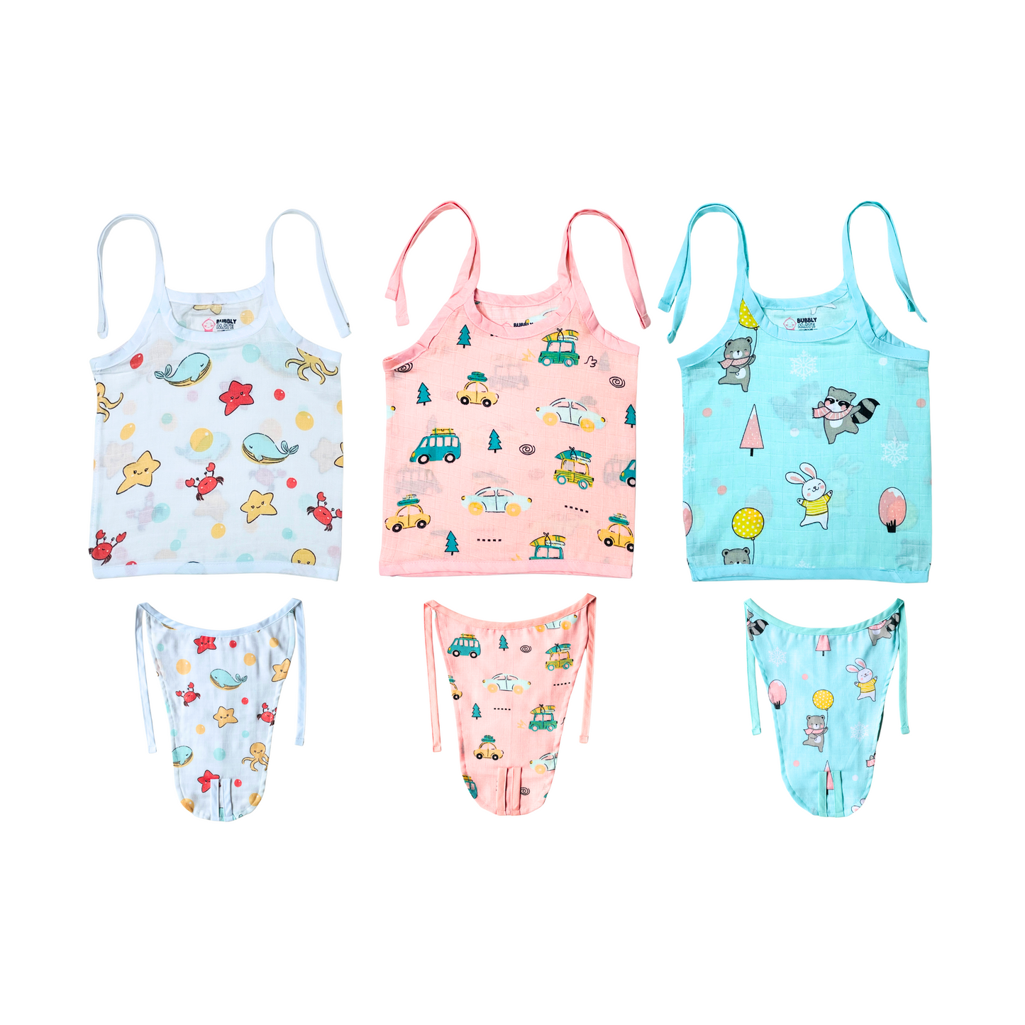 Muslin Knot Jabla & Nappy - (Pack of 6) Combo