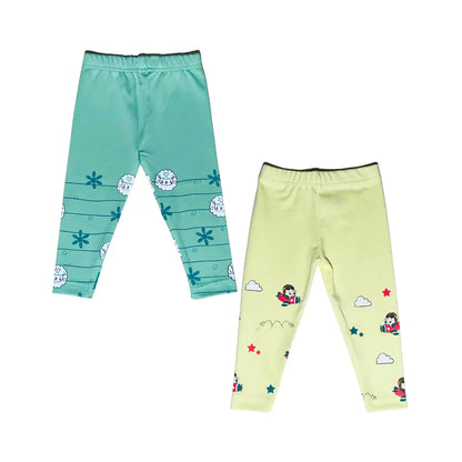 Leggings - Sheepy Green & Flying Pilot Prints (Pack of 2)