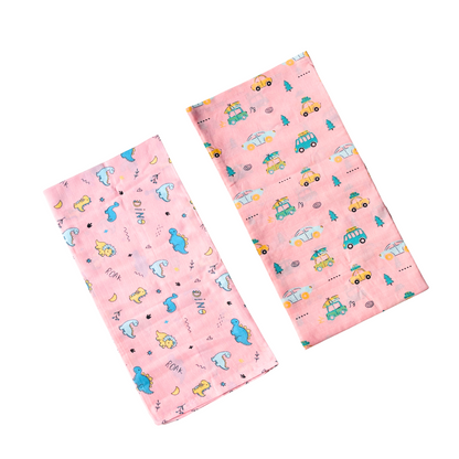 Muslin Swaddle - Roar with Dino & Summer Ride Combo (Pack of 2) - 100CM * 100CM