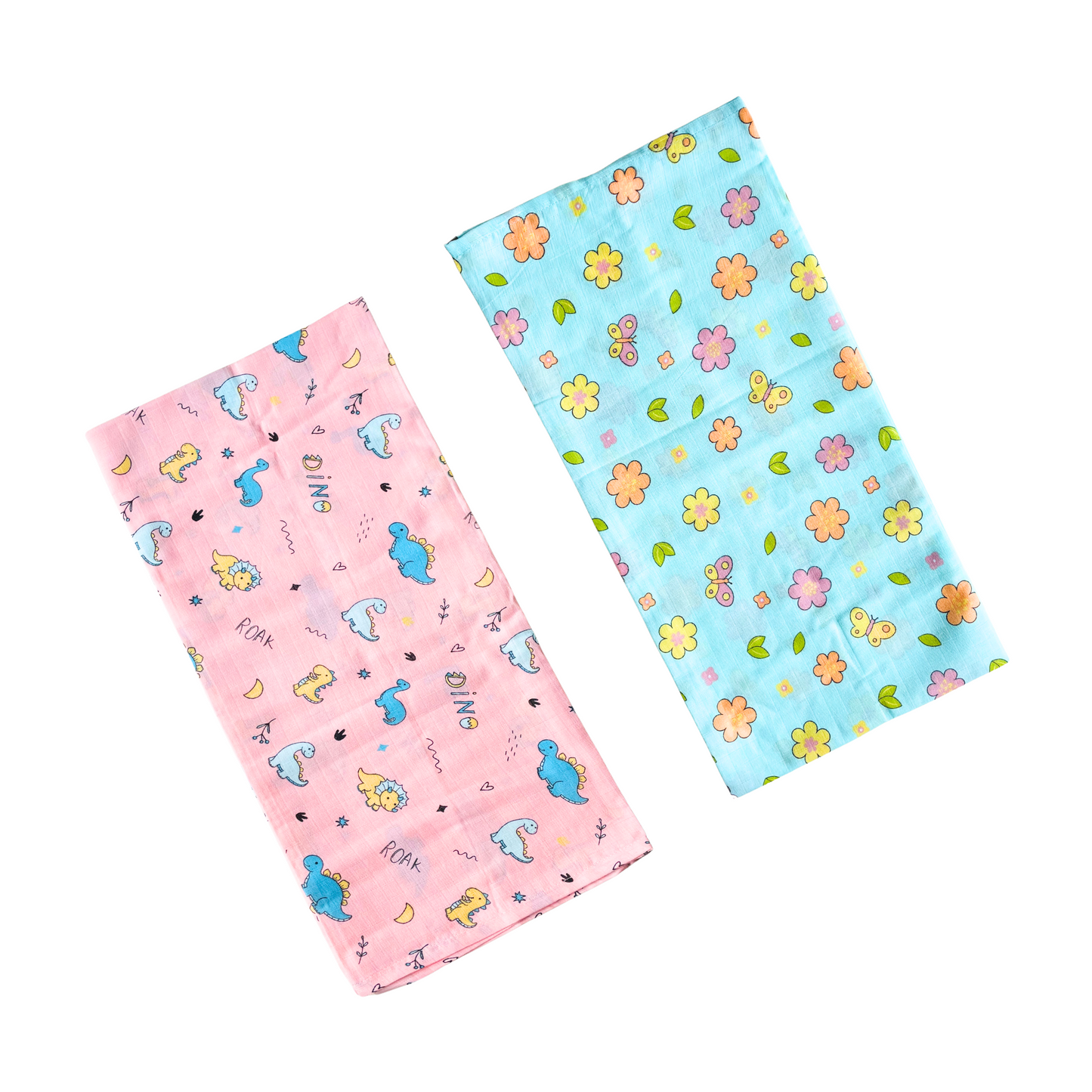 Muslin Swaddle - Roar with Dino & Petals and Wings Combo (Pack of 2) - 100CM * 100CM