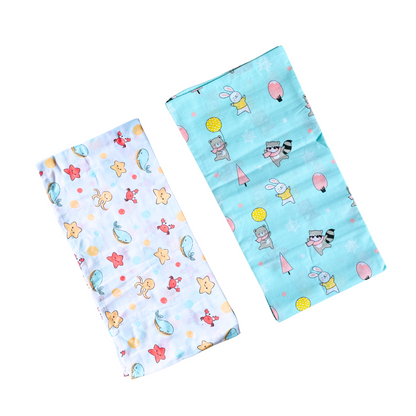 Muslin Swaddle - Marine Marvel & Animal party Combo (Pack of 2) - 100CM * 100CM