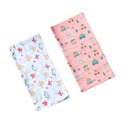 Muslin Swaddle - Marine Marvel & Summer Ride Combo (Pack of 2) - 100CM * 100CM