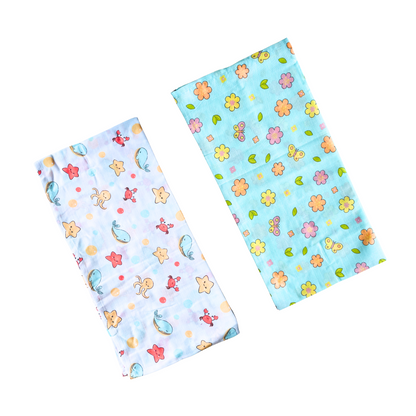 Muslin Swaddle - Marine Marvel & Petals and Wings Combo (Pack of 2) - 100CM * 100CM