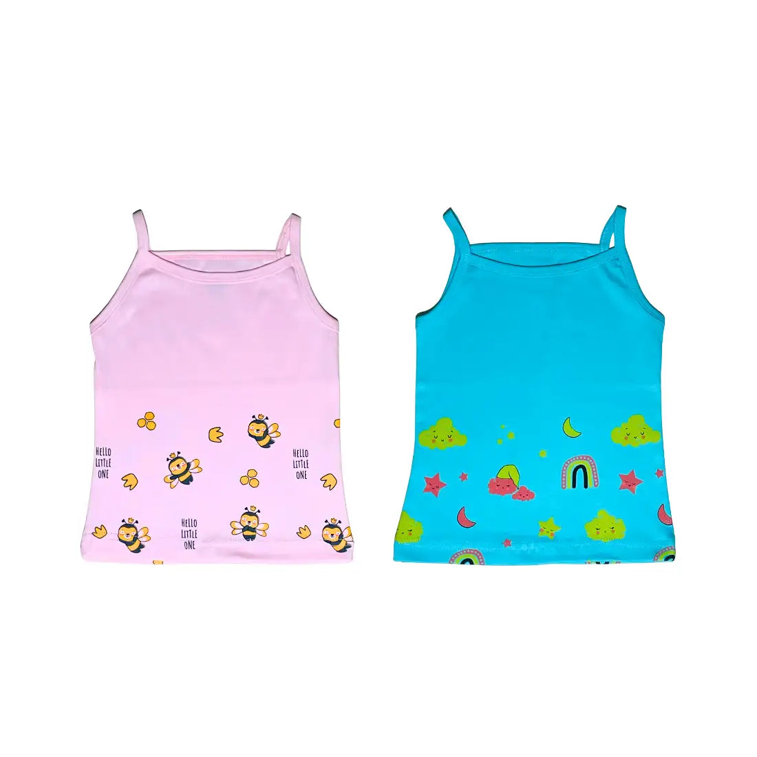 Girls Vest - Wonder Bee’s & Fairy Night Prints (Pack of 2)