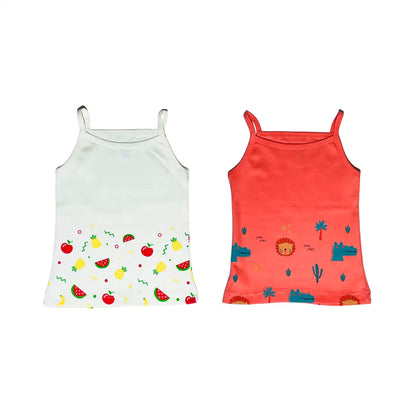 Girls Vest - Lion's and Croc’s & Fruit Blast Prints (Pack of 2)