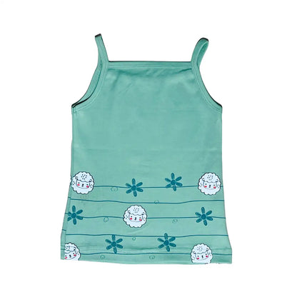 Girls Vest - Sheepy Green Print (Pack of 1)