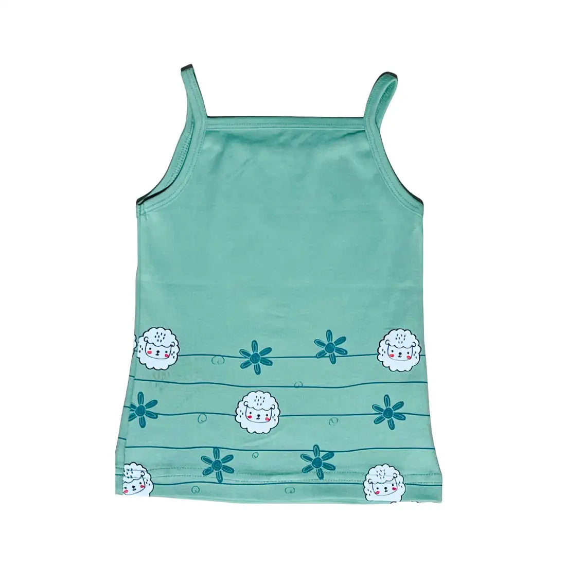 Girls Vest - Sheepy Green & Flying Pilot Prints (Pack of 2)